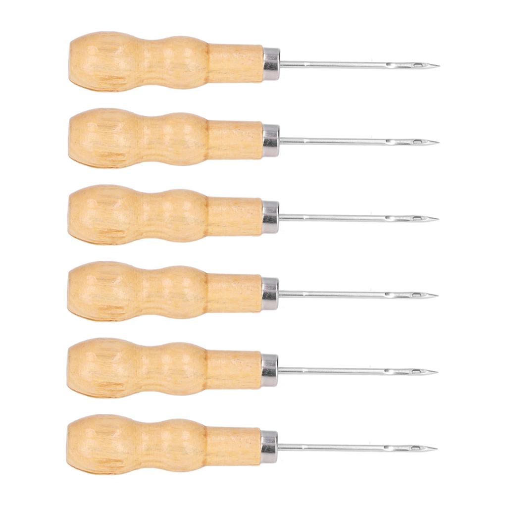 10Pcs Leather Sewing Awl Wooden Handle 125mm Length Hand Tool Set Kit for Repairing DIY