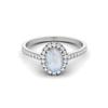 7x5 Mm Oval Moonstone Halo 925 Sterling Silver Engagement Anniversary Women Ring