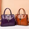 Women's Large Capacity Bright Leather Handbag - 2025 Autumn/Winter Stone Pattern Shoulder Bag