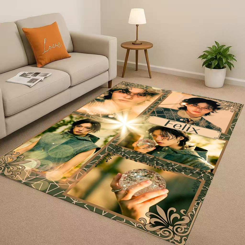 3D Kpop Felix Star Art living Room Non-Slip Area Rug Soft Carpet for Bedroom Playroom and Sofa,Easy Clean Home Decor Doormat