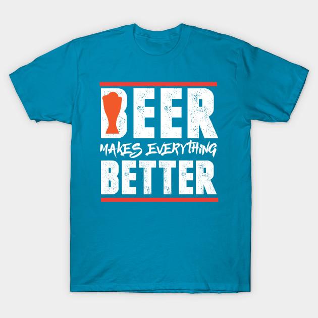 New Fashion Men T Shirt Beer Makes Everything Better Print Short Sleeve Tops Tees Casual
