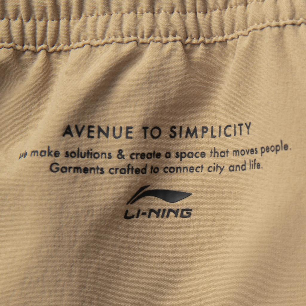 Li Ning Sports Lifestyle Series Solid Color Mid Waist Breathable Versatile Straight Leg Sports Shorts Men shorts Brown Khaki AKSV421-6