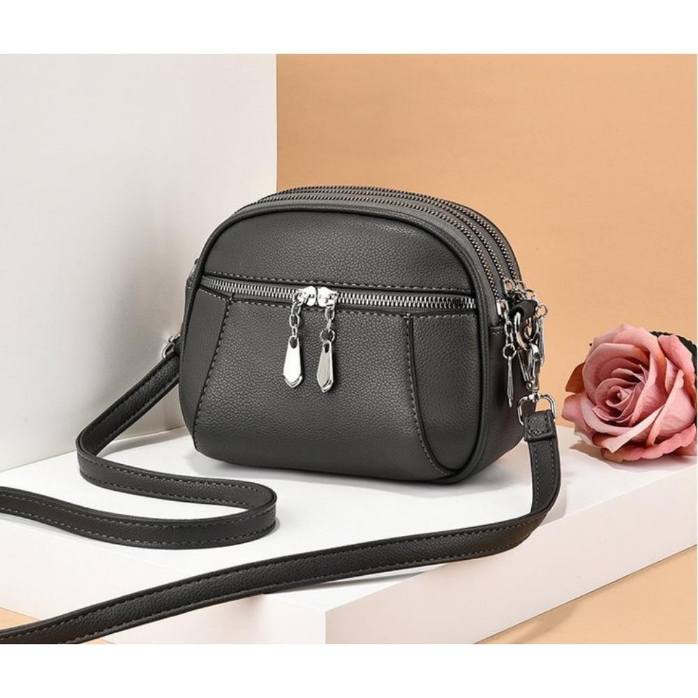 

Новинка 2023 года, летняя маленькая сумка-мессенджер на одно плечо, женская трехслойная круглая роскошная простая сумка-мессенджер из воловьей кожи, кошелек Zero серый