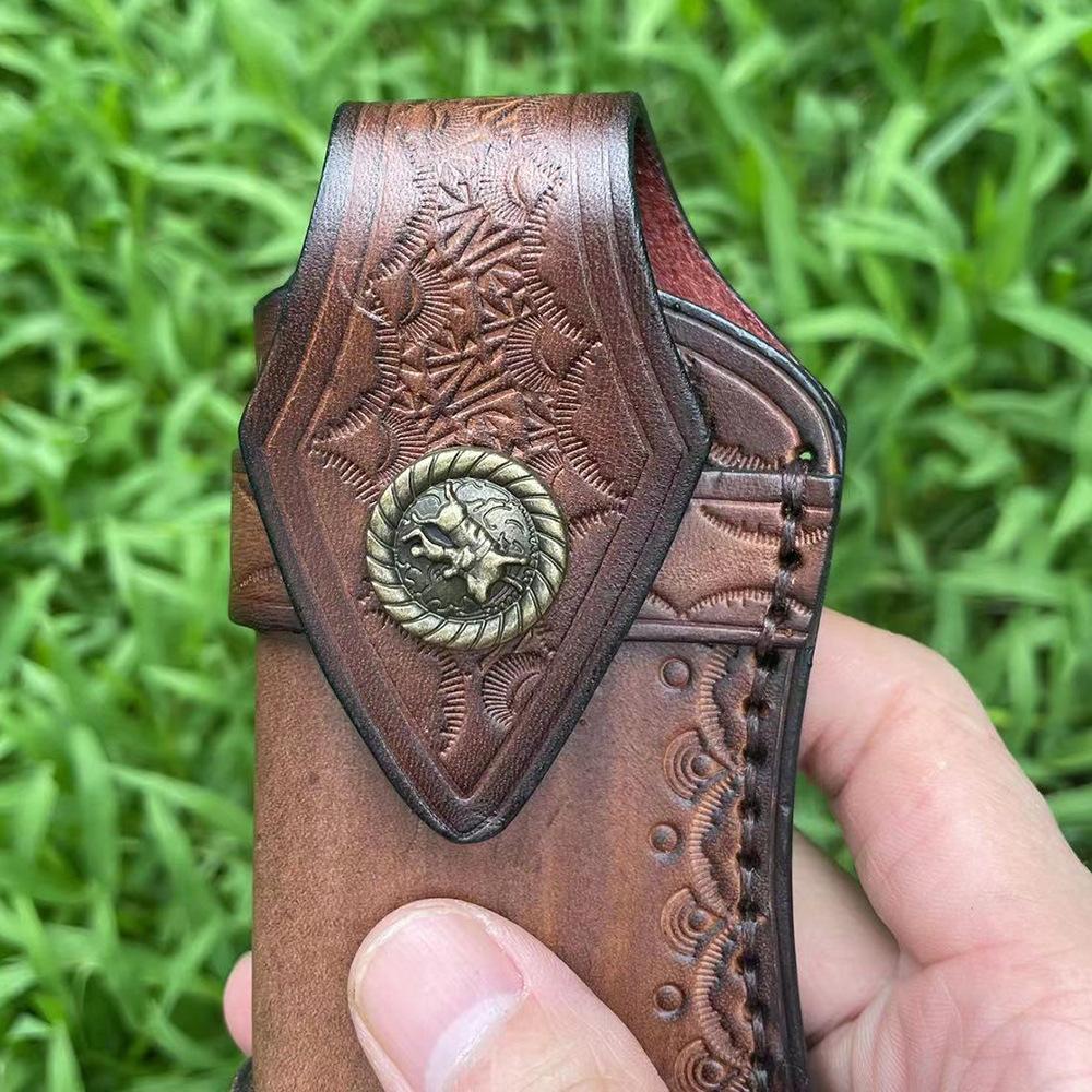Large Size Top Grain Cowhide Scabbard  Folding Knife Sleeve Holder Scabbard Universal Knife Cover  Camping Knife Holsters