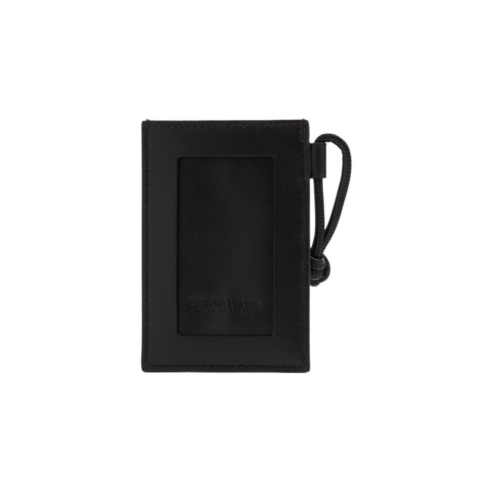 Bottega Veneta Intreccio Woven Strap Lambskin And Cowhide Leather Card Holder Women Accessories Black 701460VCQC48425