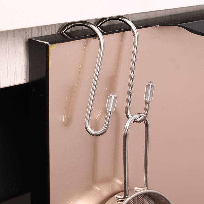 20/5Pcs Stainless Steel S-Shaped Hook Heavy Duty Bags Clothes Towels S Hooks with Leather Case Kitchen Bathroom Storage Holders