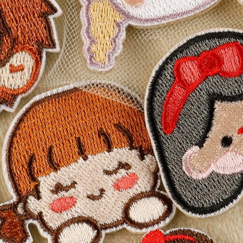 6Pcs Cartoon Iron On Polyester Patches For Kid Clothes Hat Bag Coat Jackets Decorative Adhesive Embroidered Appliques