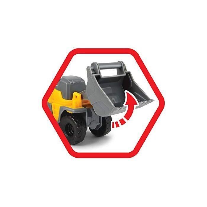 Dickie Toys Camion Volvo Mack avec 2 véhicules Volvo sur remorque, Camion-Benne et Chargeur sur Roue, remorque à découpler, pièces