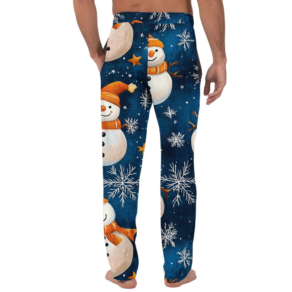 Men's Christmas-Printed Pocket & Sleep Pants | Soft Cotton Blend, Elastic Waist