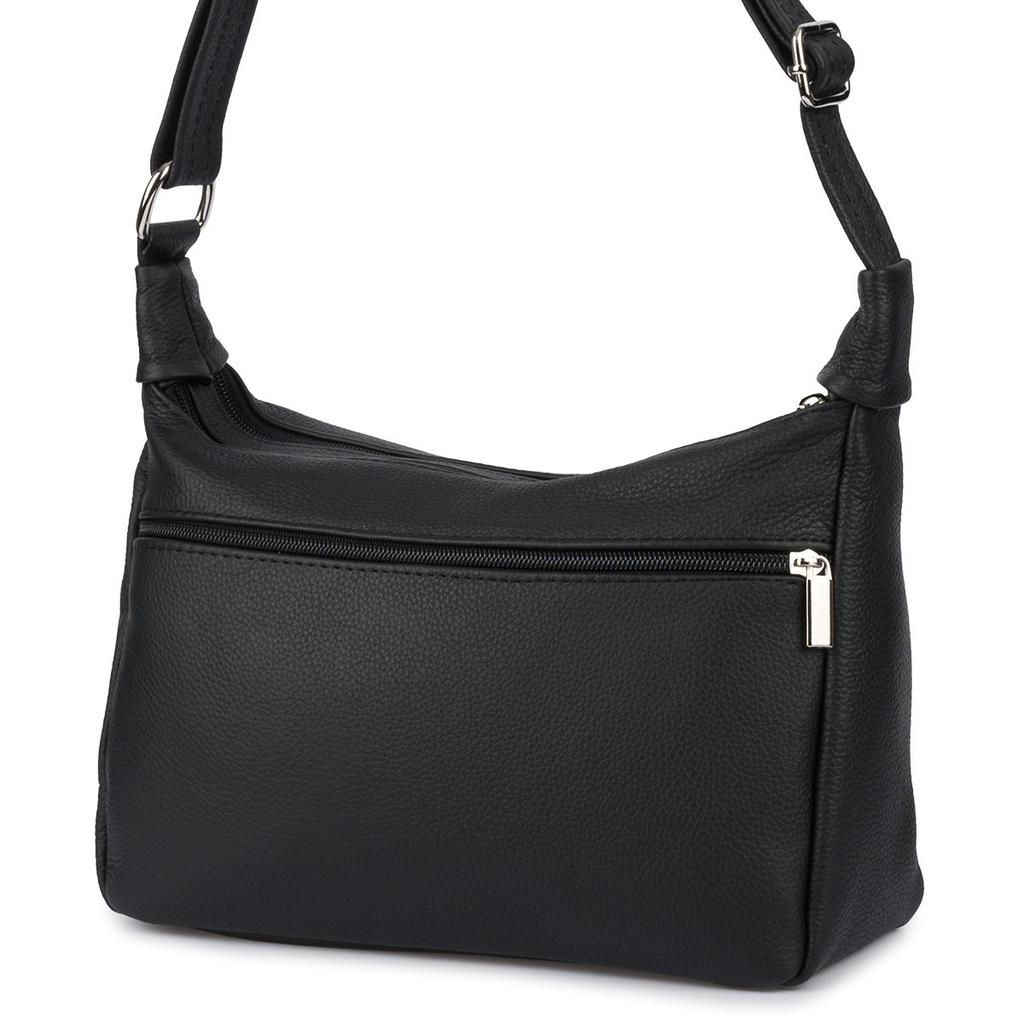 Skórzana Damska Torba listonoszka elegancka czarna Beltimore L40