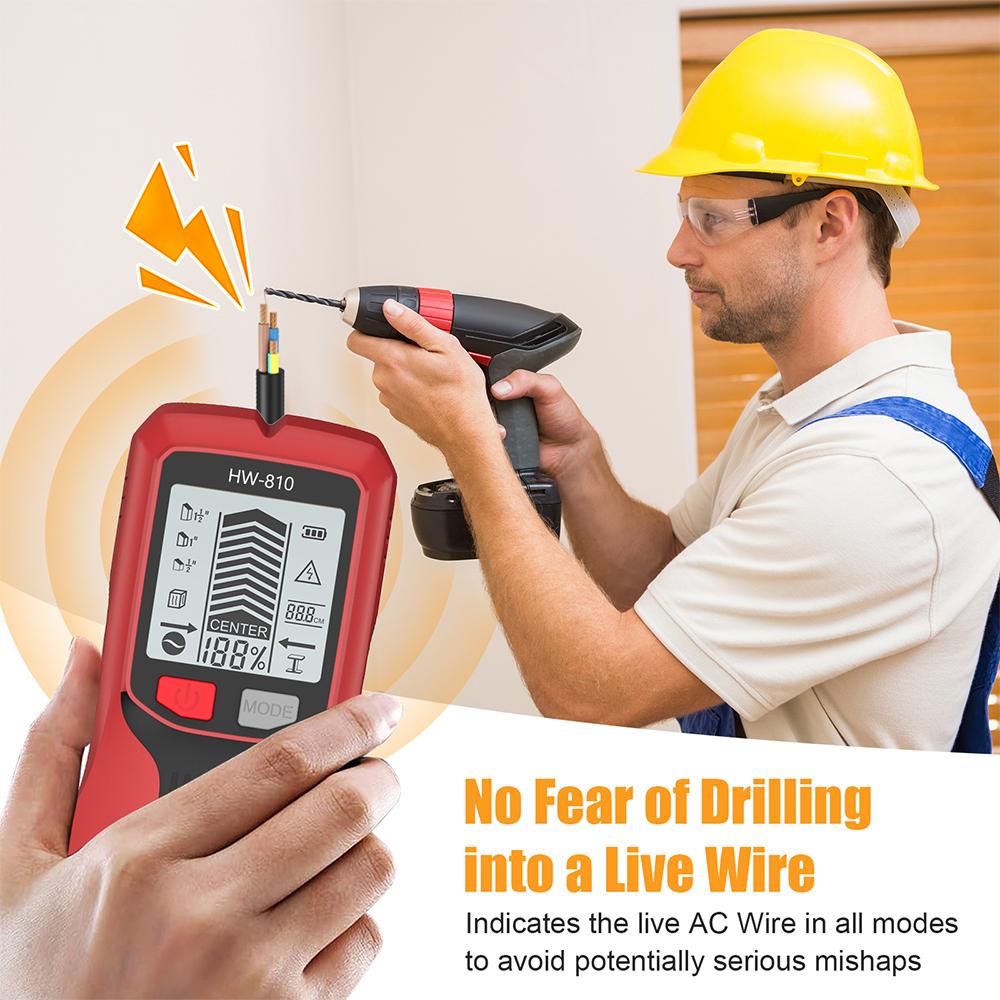 6 In 1 Wall Metal Detector Backlight Wall Stud Finder AC Live Wire Cable Metal Detector LCD Display Electronic Wall Scanner