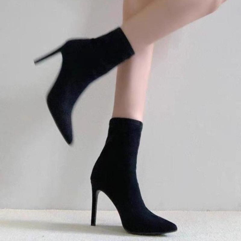AutumnAnd Winter New  Korean Elegant Temperament Thin Heel Skinny Boots Pointed Toe Versatile Foreign Style Boots Women