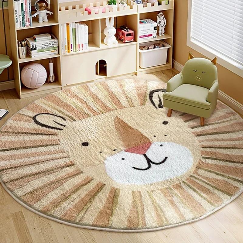Round Short Plush Carpet Early Education Cartoon Children's Room Mat Play Area Floor Mat INS Style Mother and Baby Decor