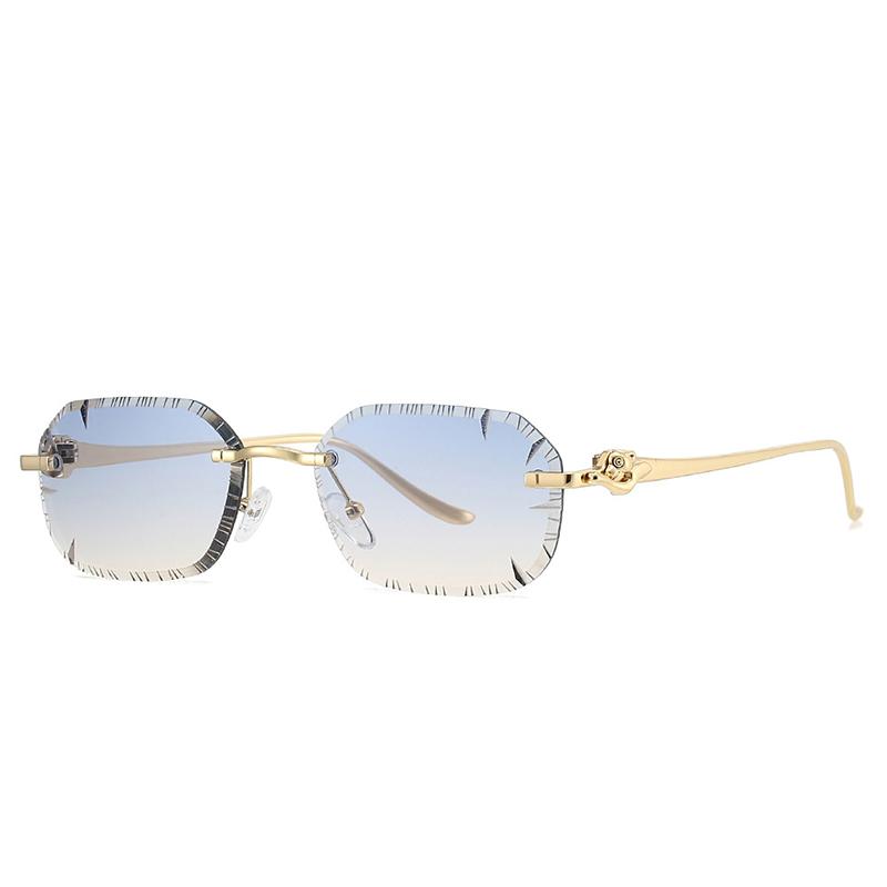 New 2026 Fashion Brand Luxury Designer Sunglasses Women Leopard Elegant Rimless Trendy Shades Glasses Travel Party Sunglasses