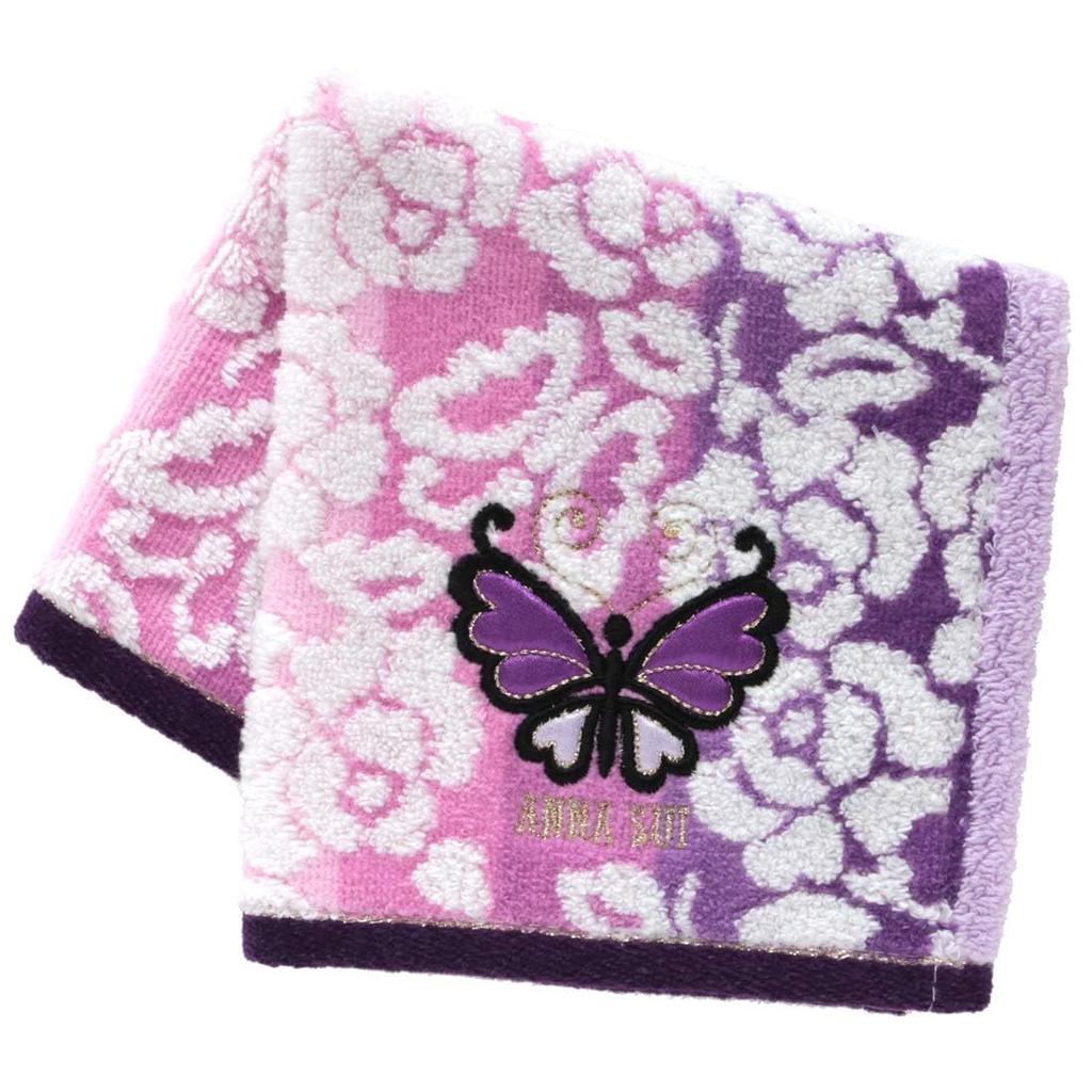ANNA SUI Large Towel Handkerchief with Butterfly Towel (28cm) Appliqué (Purple) Women's Towel/Hand 109307-0013-03