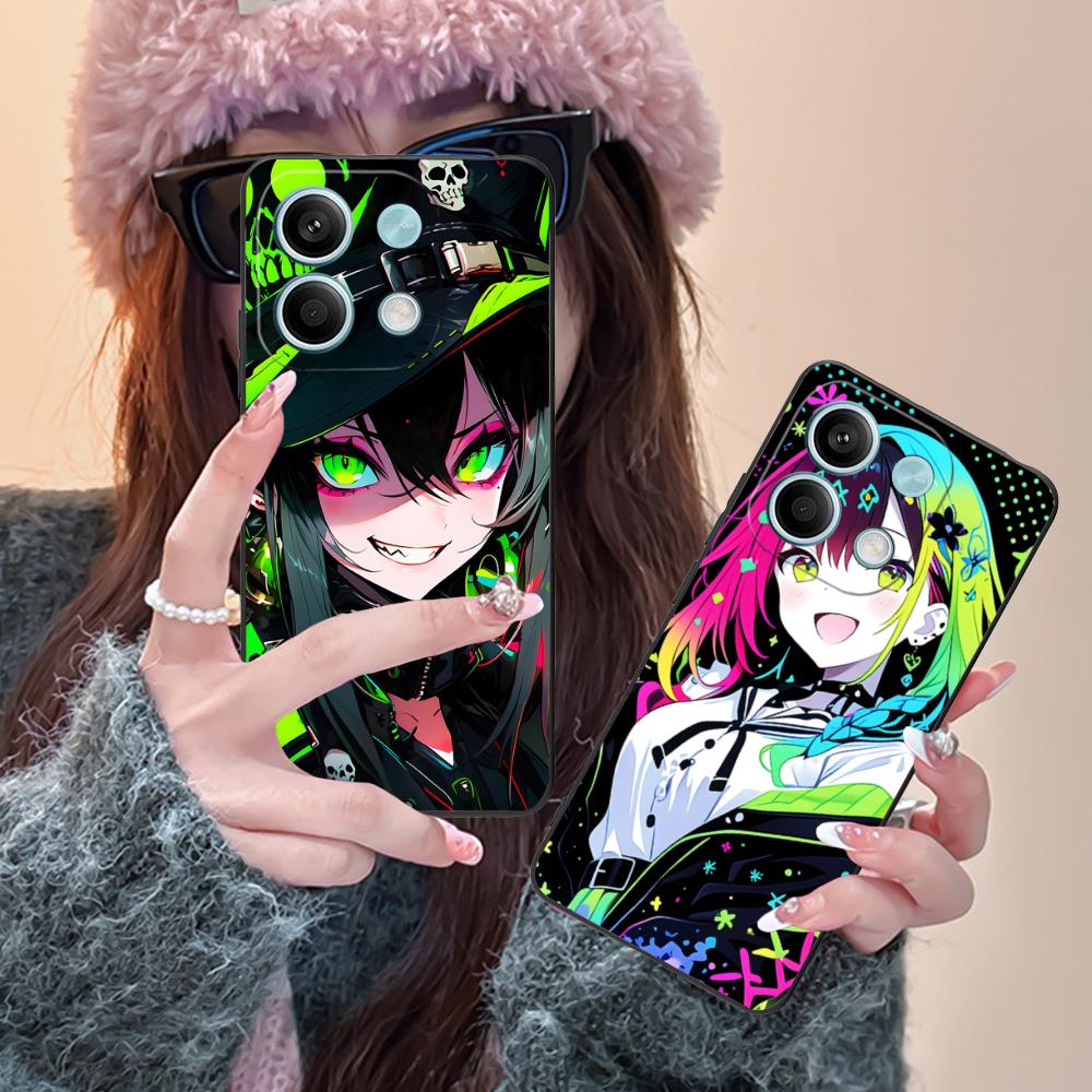 Anime Punk Girl Phone Case for POCO M6 M5 M4 M3 X7 X6 X5 X4 X3 F6 F5 F4 Pro GT 5G Colour Printing Protective Cover Luxury Pretty