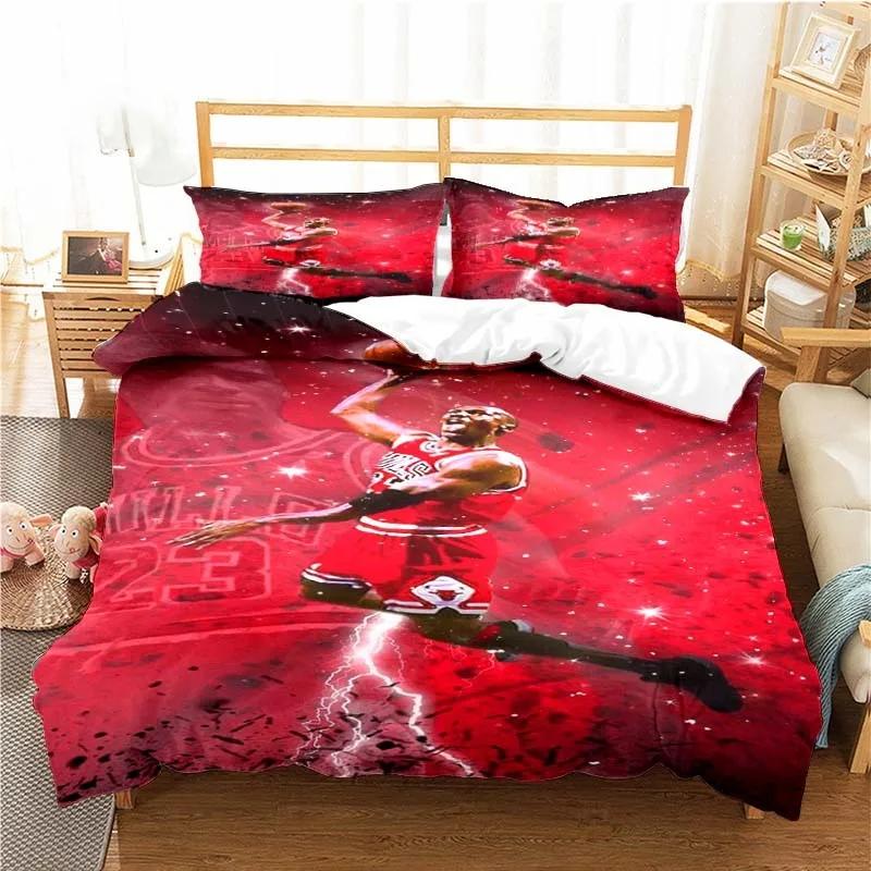 Star del Basket Americano No. Set Letto 23 Pezzi Ragazzi Ragazze Misura Singola Queen Copripiumino Federa Letto Bambini Adulti Tessile per la Casa
