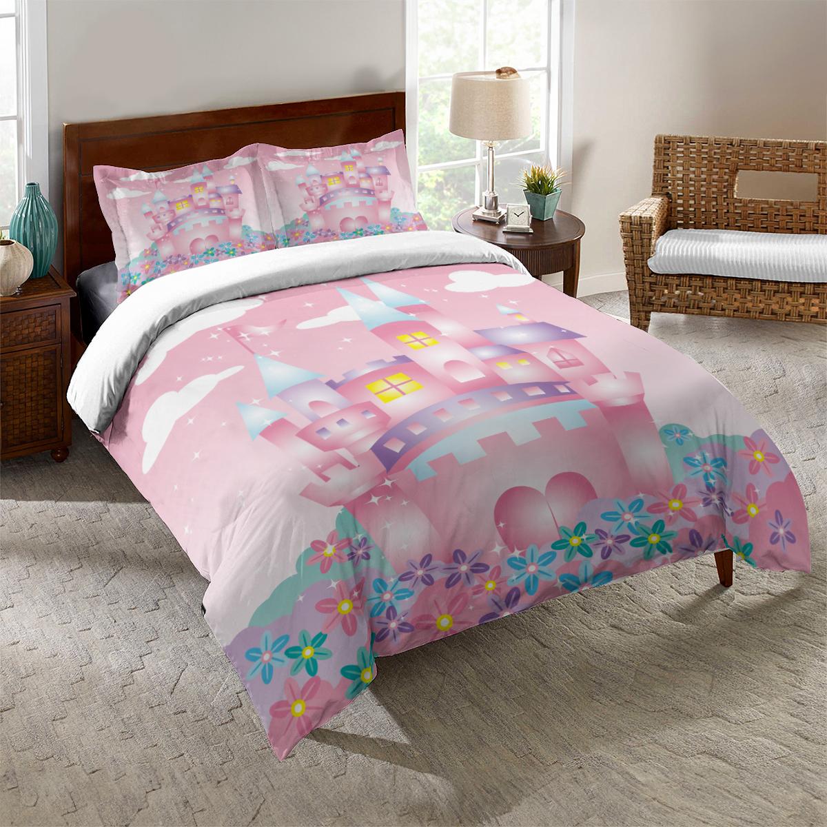 

Замок с узором среди цветов Пододеяльник-одинарный,твин.двуспальный,полный,королевский