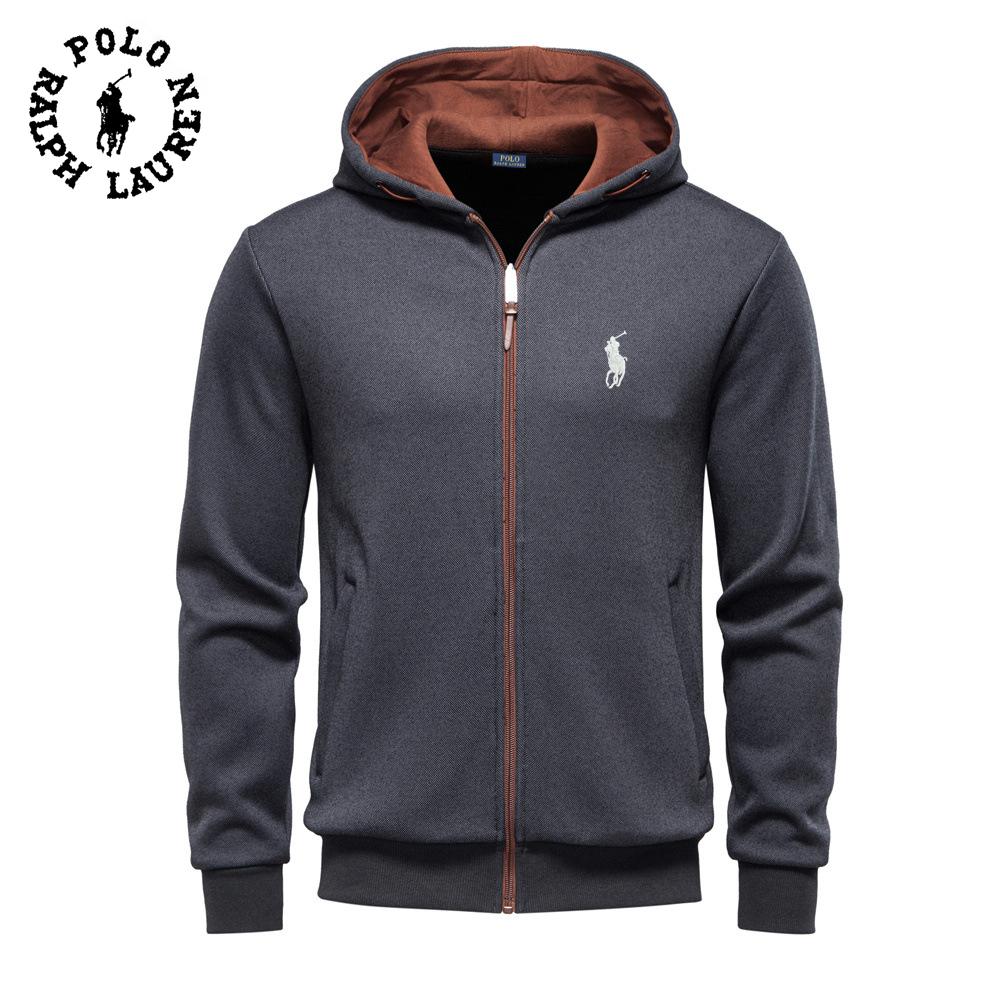 Polo Ralph Lauren 2025 Autumn and Winter Embroidery New Men's Hooded Sweatshirt with Plush Insulation, High-quality Color Blocked Men's Top