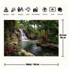 2D Tropical Nature Backdrop, Waterfall Palm Tree Pool Background for Home Decoration