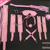 Flirty Bondage Set: Leather Handcuffs, Whip, Collar & Nipple Clamps 