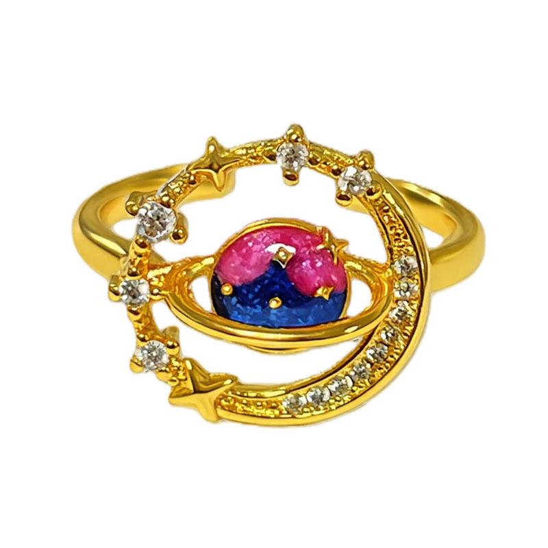 2026 Japanese Symphony Universe Personality Light Luxury Geometric Flower Ring Women's Horse Rich Simple Temperament Ring