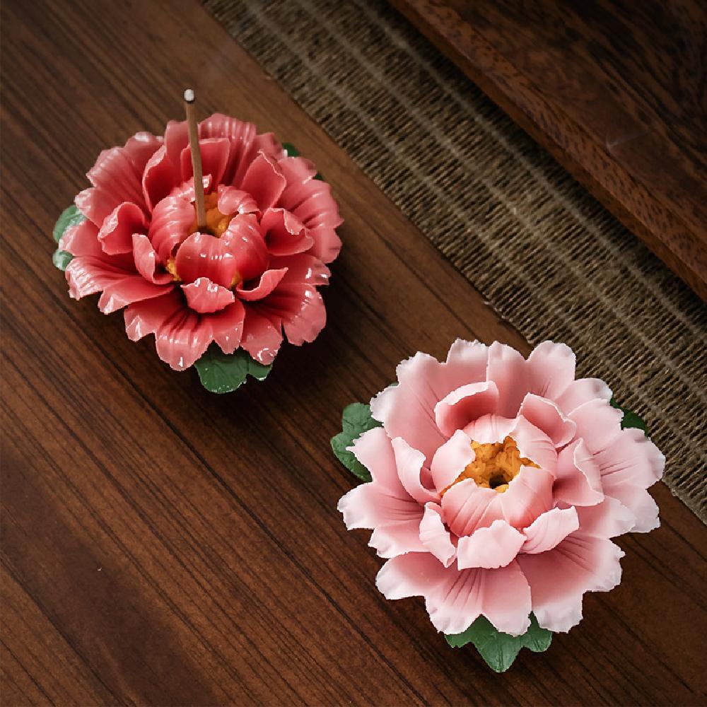 Peony Flower Incense Holder Incense Burner Decorative Incense Burner  Holder Incense Burner Cone Incense Holder Peony Supports