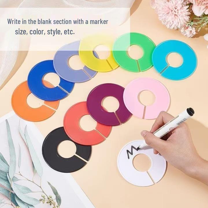 Colorful Plastic Clothing Divider Rings: Round Size Markers for Garments