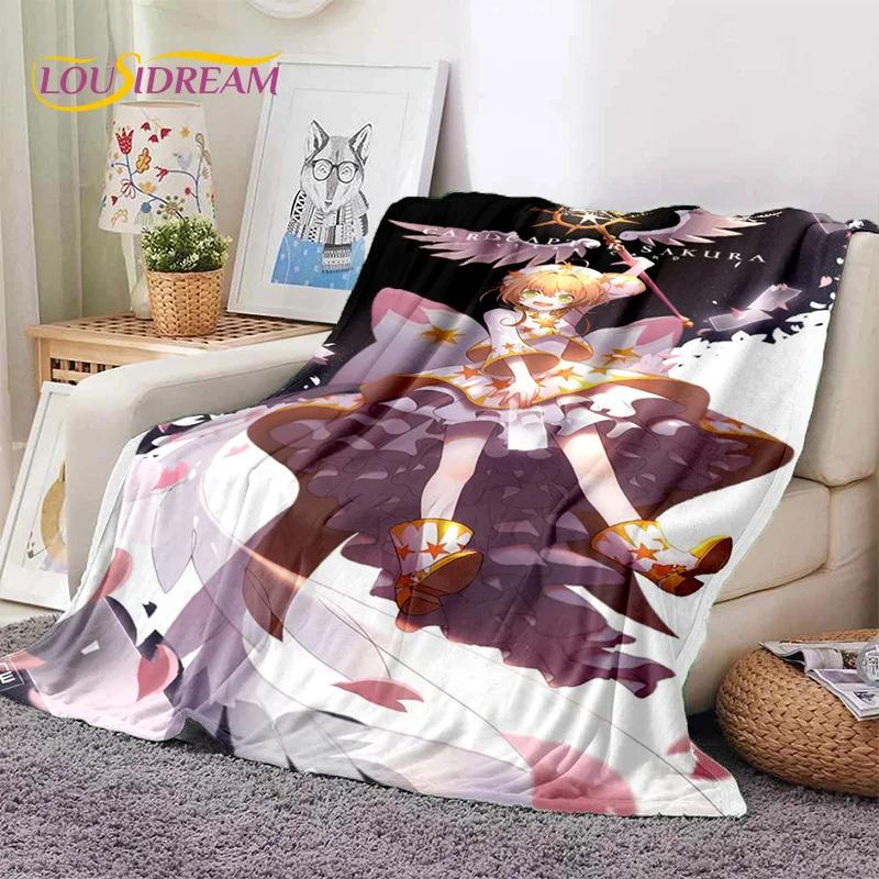 Cartoon Cute Sakura Card Captor Girl Soft Blankets,Keep Warm Throw Blanket Comfortable Blanket for Picnic Beds Sofa Home Bedroom
