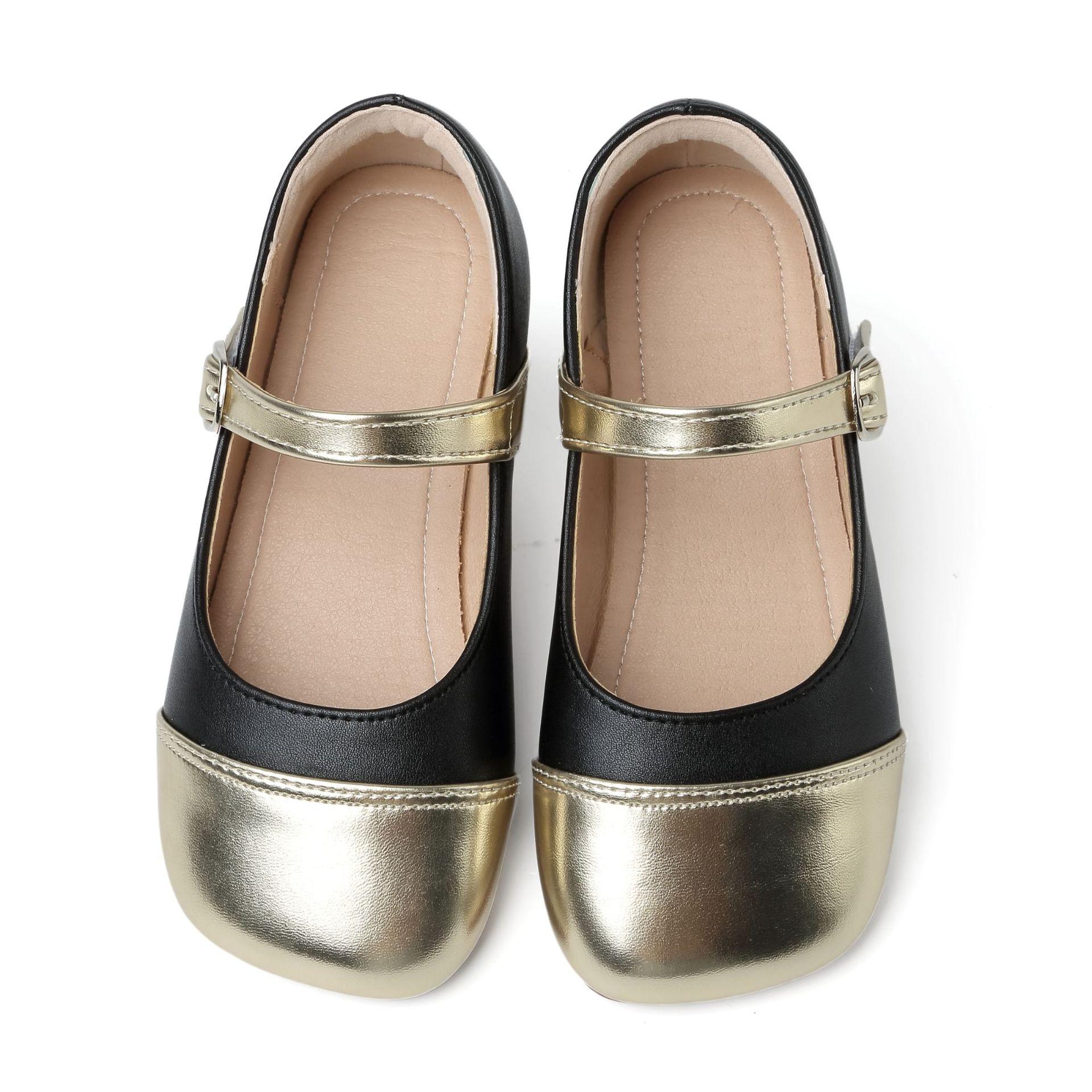 

Туфли на плоской подошве для девочек на свадьбу, весна-осень, детская кожаная обувь, модная универсальная детская обувь принцессы для выступлений 24 золотой