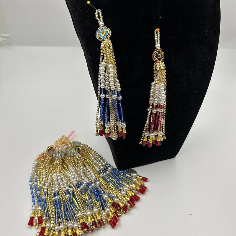 Handmade Wedding Groomsmen Hanfu Embroidery Zipper Tassel Cheongsam Pendant Diy Hairpin Bead Stringing Adult Alloy Glass