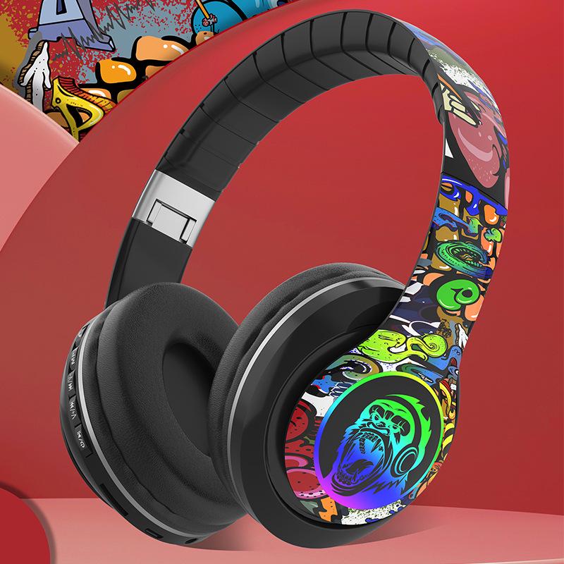 

Head-mounted Wireless Gaming Bluetooth Earphones with RGB Lighting, Card Slot, Long Standby, Cartoon Design