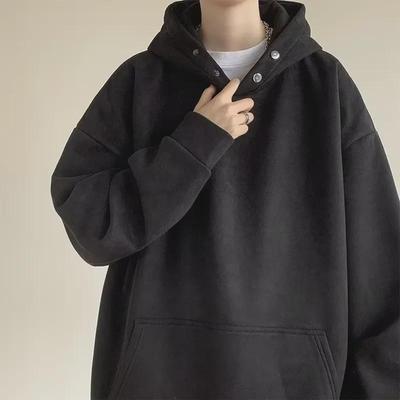 Pulôver de Lã Masculino Estilo Hong Kong: Tamanho Grande, Jaqueta com Capuz Outono/Inverno, Corte Solto para Estudantes na Moda