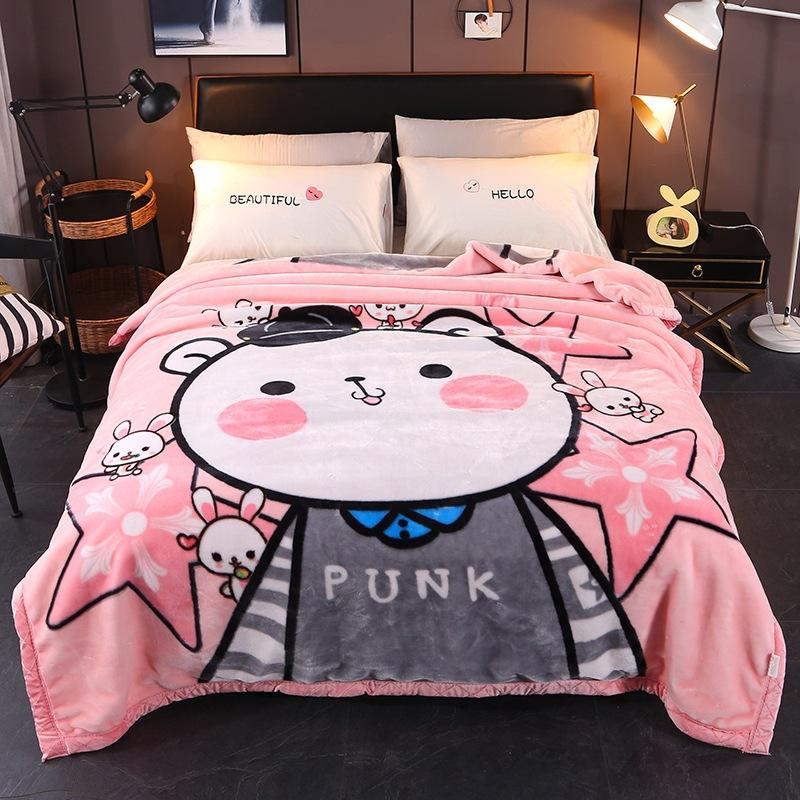 Double-Layer Thickened Fleece Blanket for Single or Double Use Autumn/Winter Cover Blanket