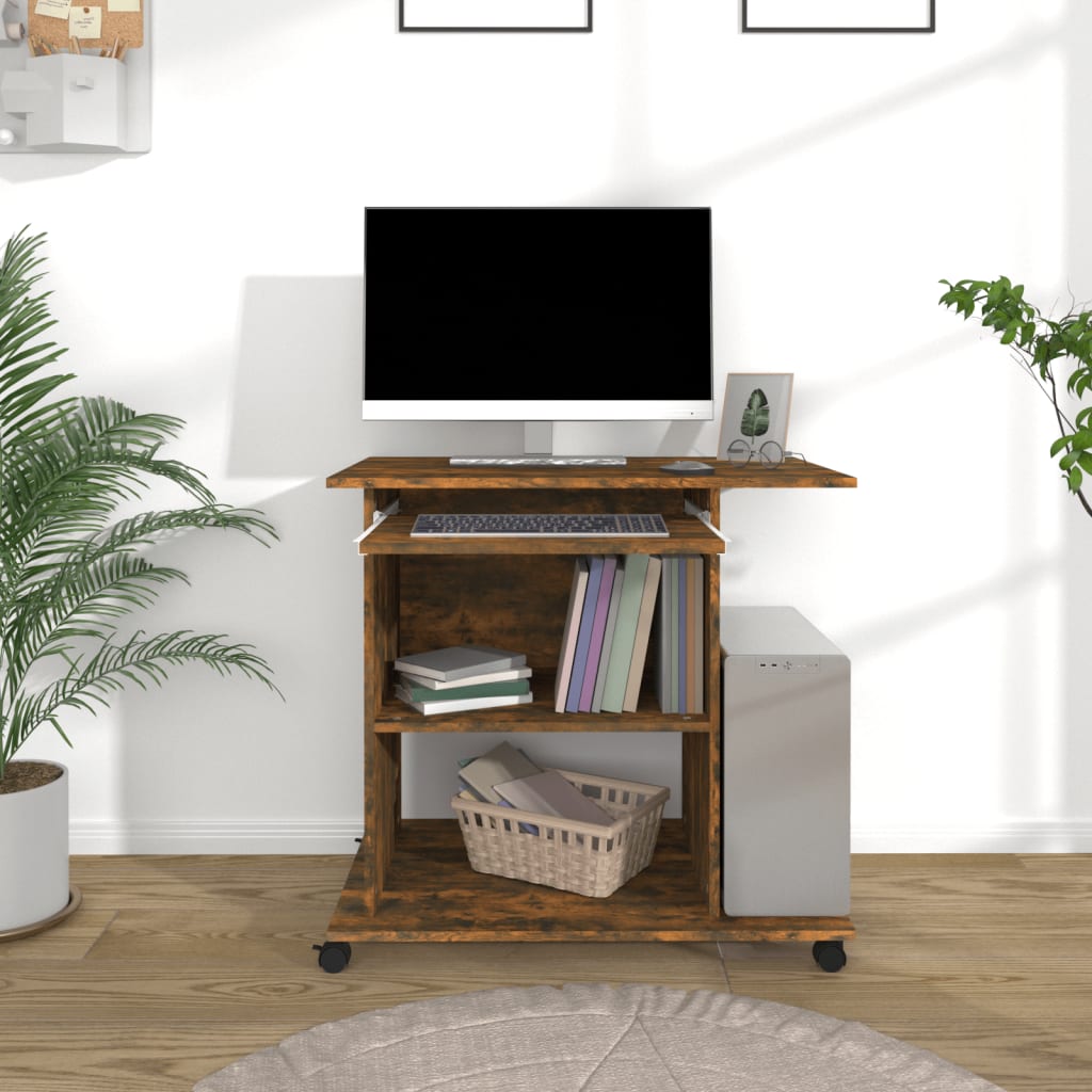 Smoke Oak Computer Desk 80 X 50 X 75 Cm Particleboard