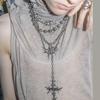 Punk Jewelry Thorn Wings Rivet Cross Pendant Necklace for Women Cool Accessories Grunge Rock Chain Necklace Goth
