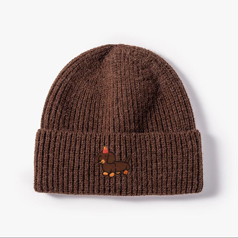 

Autumn and winter woolen hat for men and women, warm ear protection, cold hat, solid color pullover knitted hat One Size кавовий