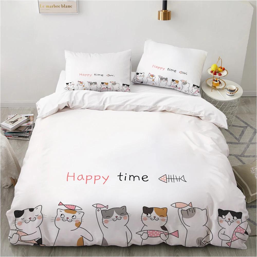 Comforter Animal Kitty Lovely Pet Pink Cat Cartoon Polyester Simple Style Theme Bedroom Decorations Children Girl