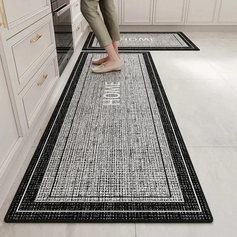 

Long Strip Velvet Kitchen Rug Non-slip Wear-resistant Floor Mat Solid Loop Carpet for Home Decoration 1pc 50x80cm