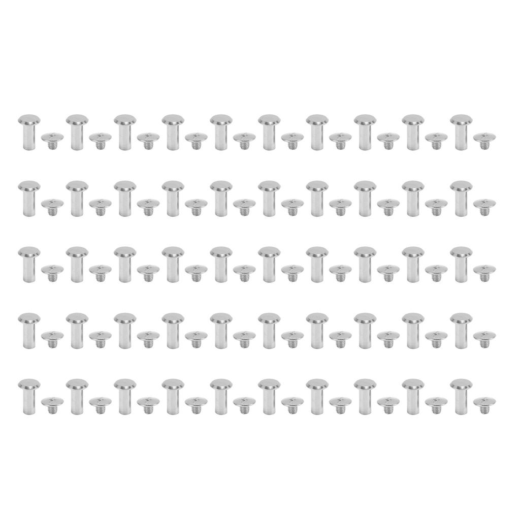 50 Pairs 0.24x0.55x0.43in M5 Stainless Steel Rivet Stud Set Flat Round Head Leather Rivets Kit for