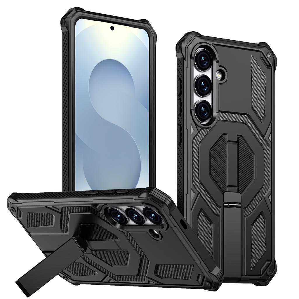 For Samsung Galaxy S25 Magnetic Case Rotating Kickstand PC + TPU Shockproof Drop-proof Phone Cover