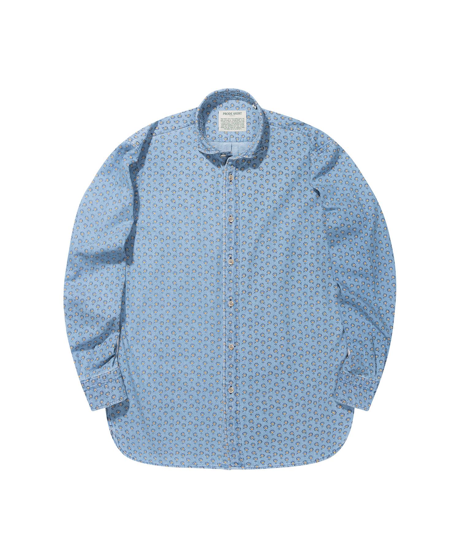 Prod Shirt [Comfort] Florence Flower Denim Shirt (Light Blue) Light Blue/L(50)