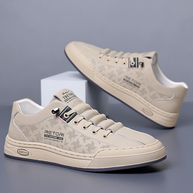 Fashion New Cowhide Hollow Platform Shoes for Man Designer Casual Soft Sole Male Sports Shoes Fashion Spring Autumn Sports Man Shoes