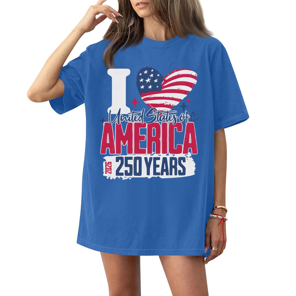 Damen Rundhals Bedrucktes Kurzarm T-Shirt Top