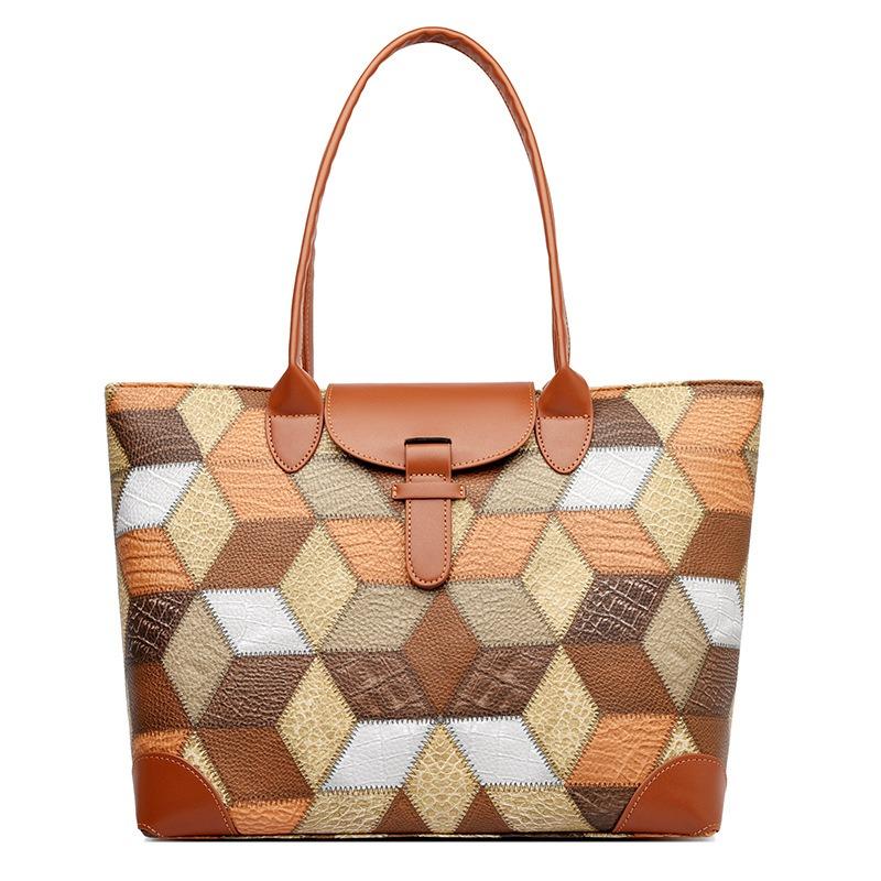 Persönlichkeitstrend Mode Kontrastfarben beliebtes Spleißen neue Schulterhandtasche mit großem Fassungsvermögen