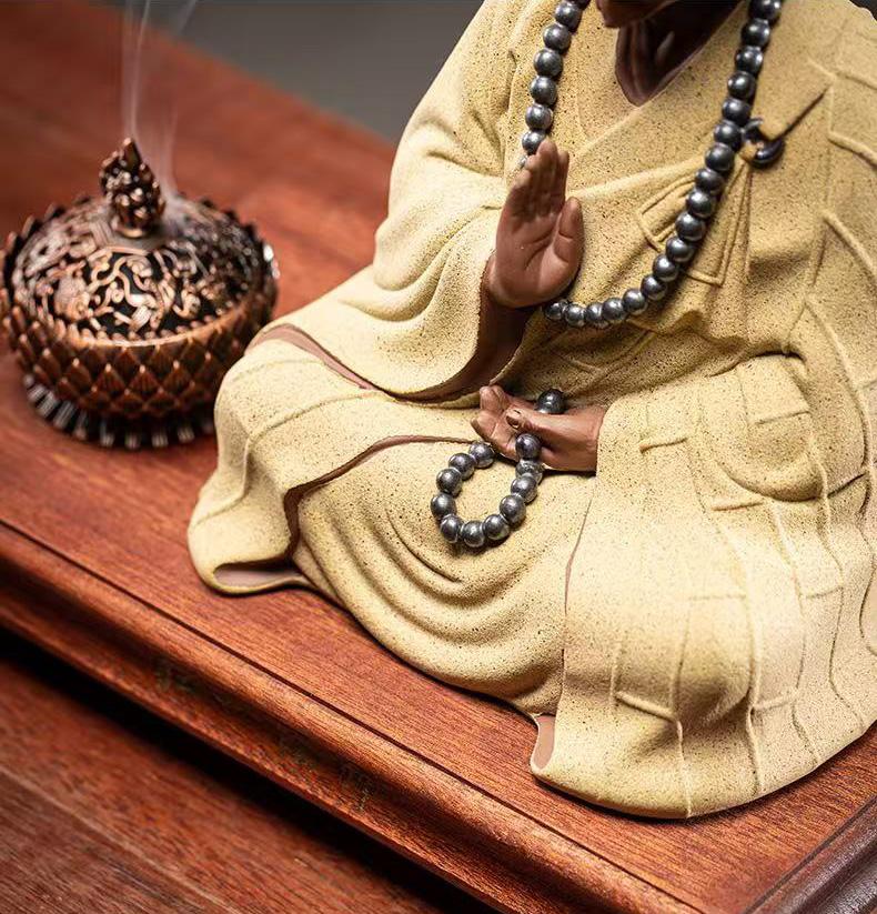 Ceramics Buddhist Figures Sculptures Statue Chinese Buddhist Monk Home Living Room Office Wealth Luck Feng Shui Decoraccessories