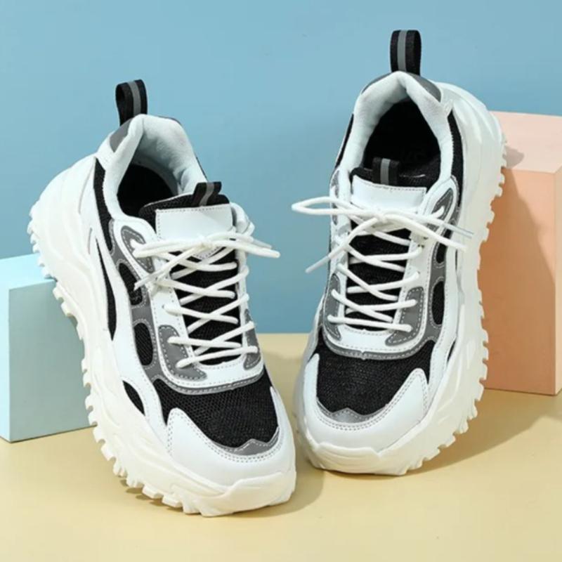 Unisex Platform Sneakers Breathable Mesh Chunky Shoes Non-slip Height Increasing Sports Shoes for Outdoor Running Jogging Traveling