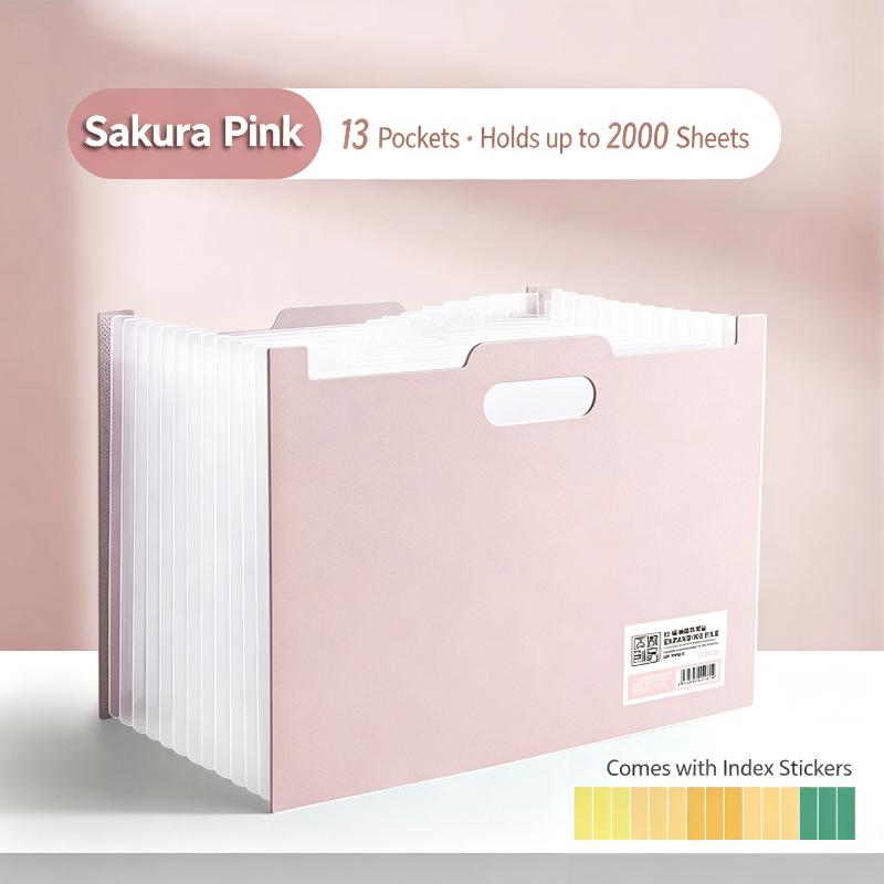 13 Pockets Expanding File Organizer with Label Pocket Portable Accordion Folder for Student Homework Office Supplies Home Archive