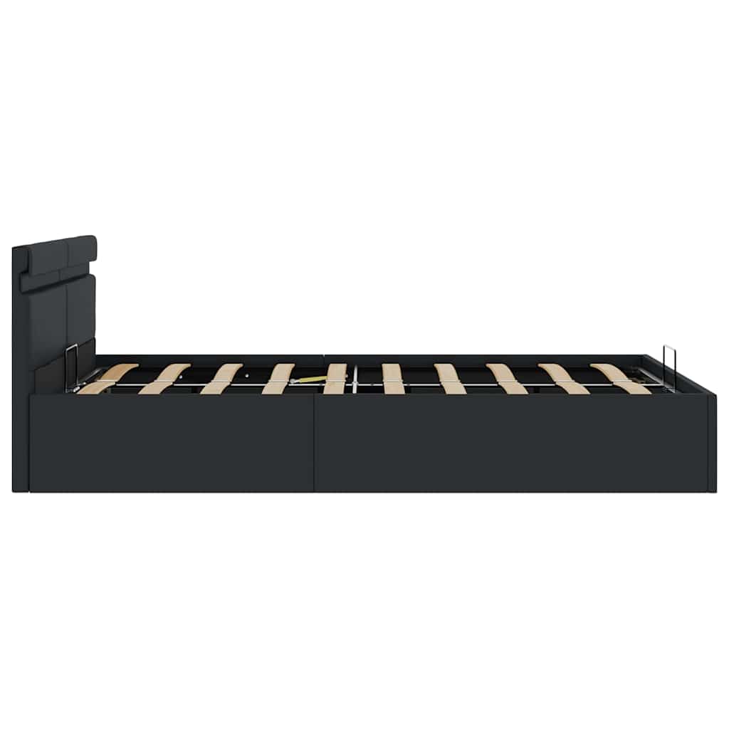 Hydraulic Storage Bed with LED Lighting Faux Leather 140x200 cm
