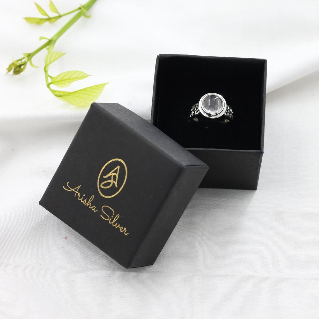 Srebrny Pierścionek Damski z Kwarcem Górskim, Biżuteria Ręcznie Robiona ze 100% Srebra Próby 925, Biżuteria Srebrna, Prezent Dla Niej